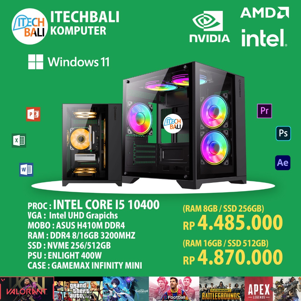 Jual Rakitan PC Intel Core i5 12400 RAM 8GB/16GB SSD 256GB/512GB ...