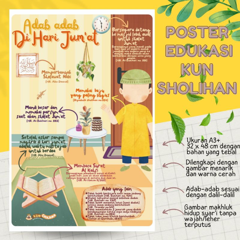 Jual Poster Adab di Hari Jum'at | Poster Adab-adab Islami | Poster ...