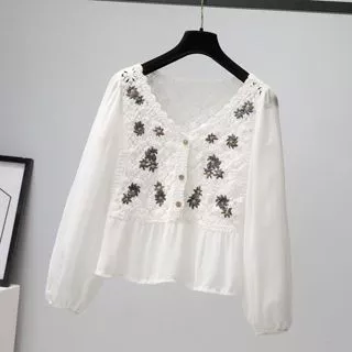 Puffy Blouse Korea Crop Blouse Import Premium BISA