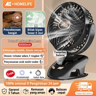 AE Kipas Angin Portable Mini 30000mAh Jepit Meja Usb Mini Fan Aromaterapi LED Display Kipas