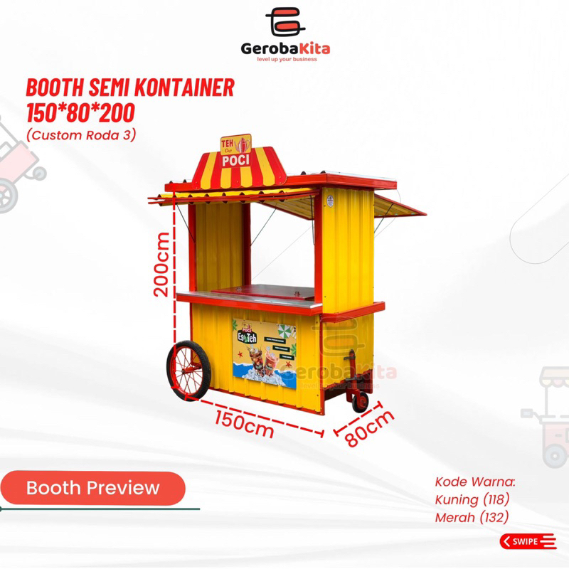 Jual Booth Semi Container Custom Roda 3 Ukuran 150x80x200 | Shopee ...