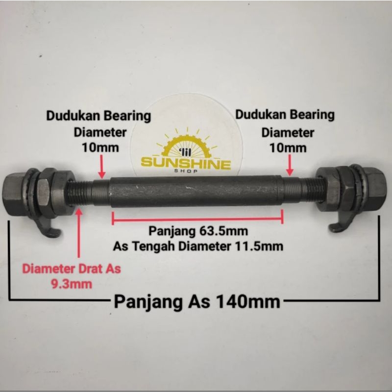 Jual As Axle Roda Depan Hub Bearing Mur 15 Sepeda BMX MTB Made in ...
