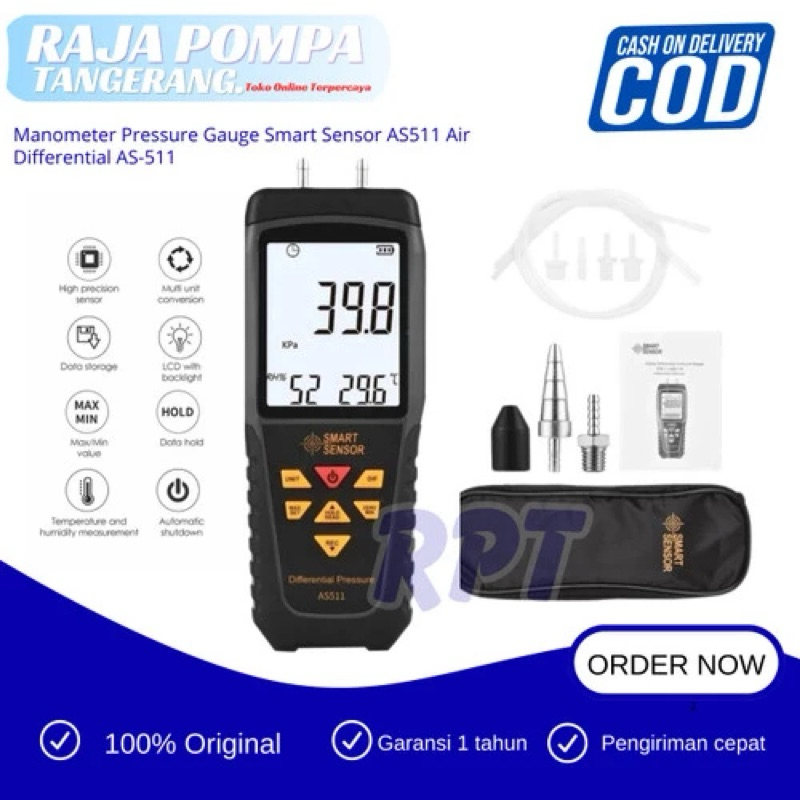 Jual Manometer Pressure Gauge Smart Sensor AS511 Air Differential AS ...