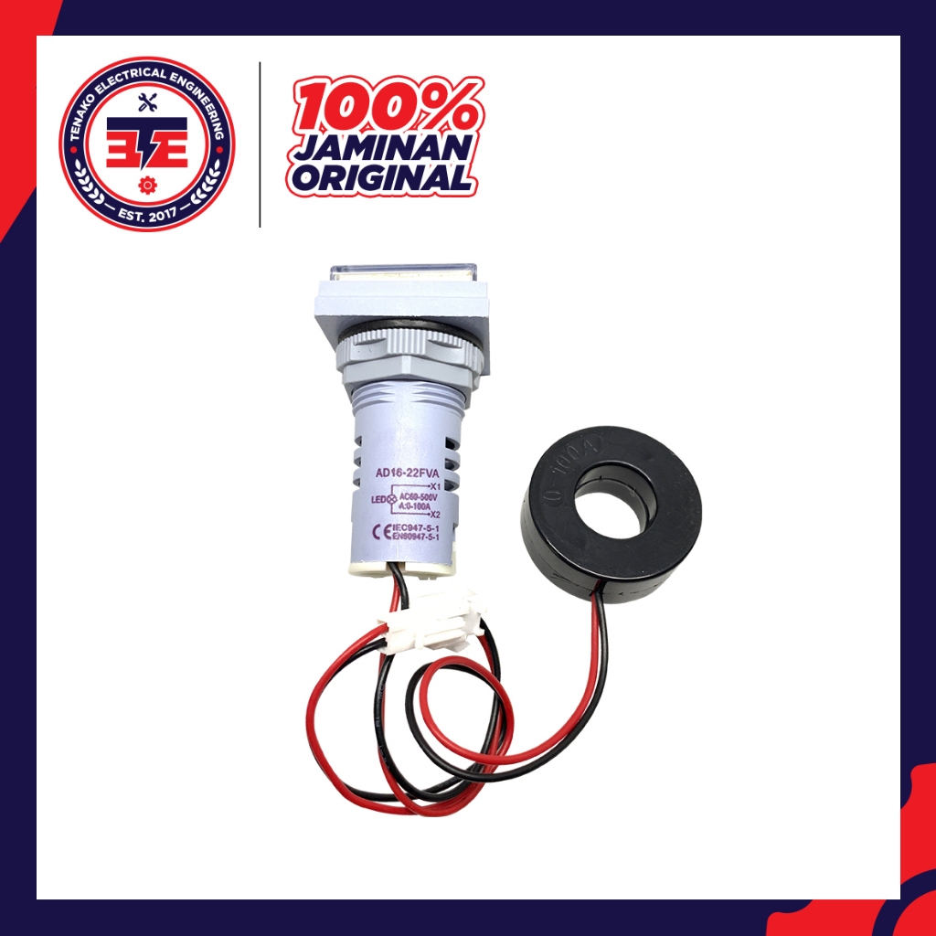 Jual Pilot Lamp LED 22mm 2in1 With Volt+Ampere Meter Indicator Kotak ...