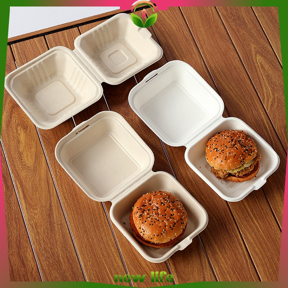 Jual Kotak Bagasse Box Serat Tebu Lunch Box Burger 6in Food Grade ...