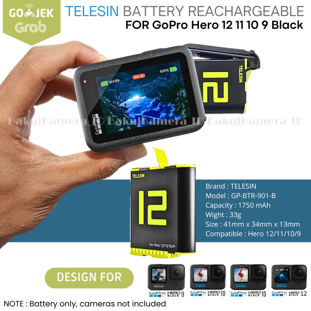 3 Batterie Ricambio 2580 MAh Per GoPro Hero 12/11/10/9 – Con Caricatore A 3 Canali Tipo C