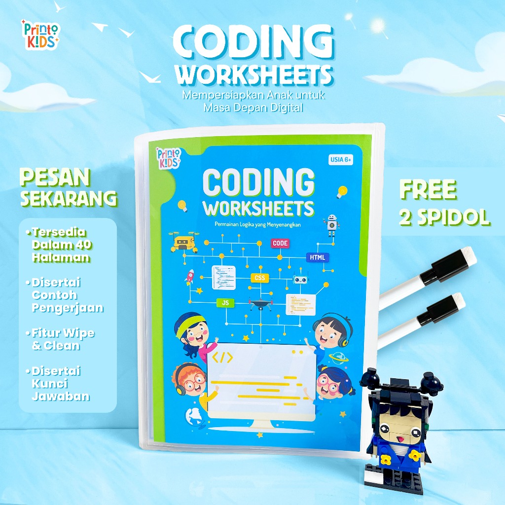 Jual Printokids Coding Worksheet Buku Edukasi Anak TK Lembar Kerja SD ...