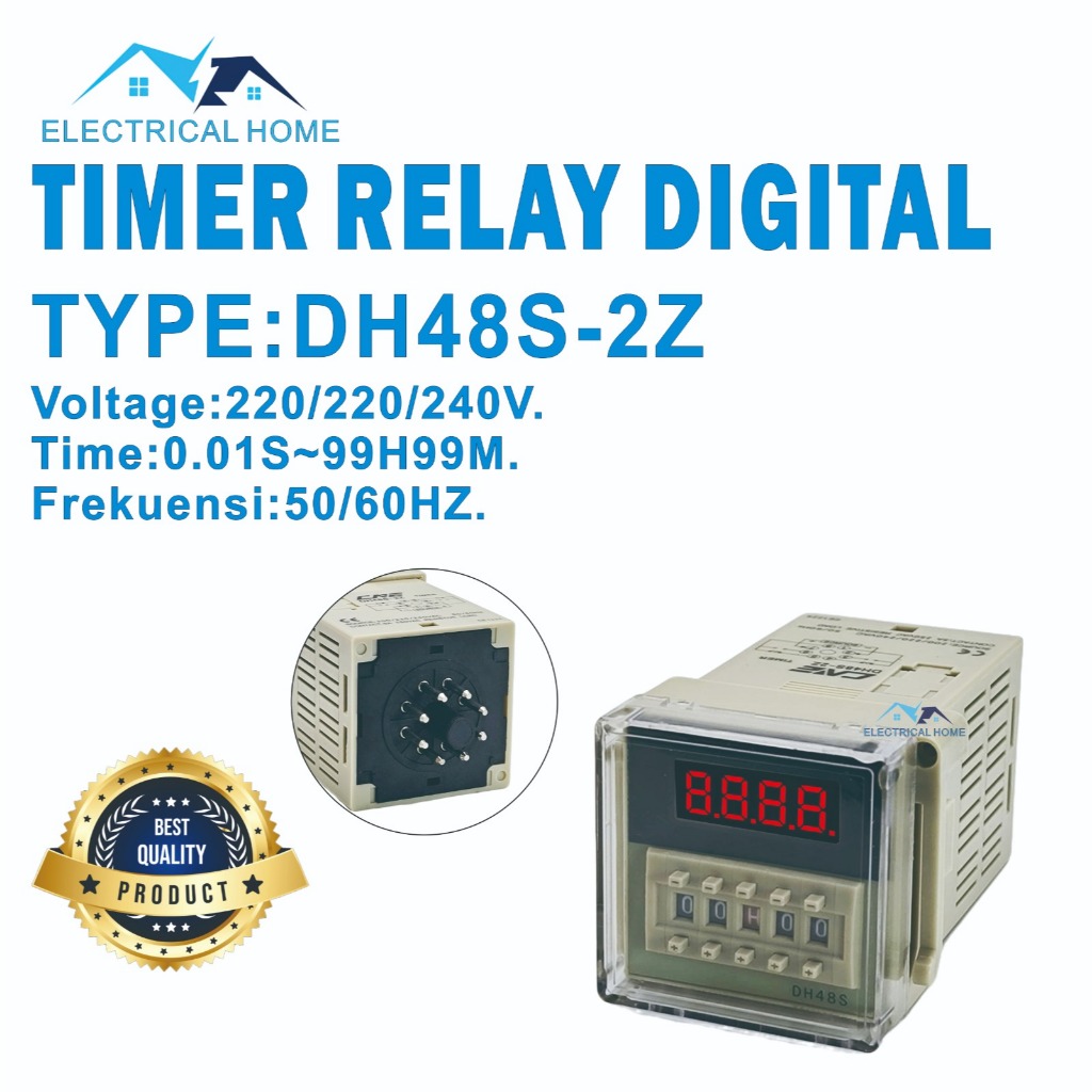 Jual TIMER RELAY DIGITAL / TIMER DELAY RELAY DIGITAL DH48S-2Z 220VAC ...