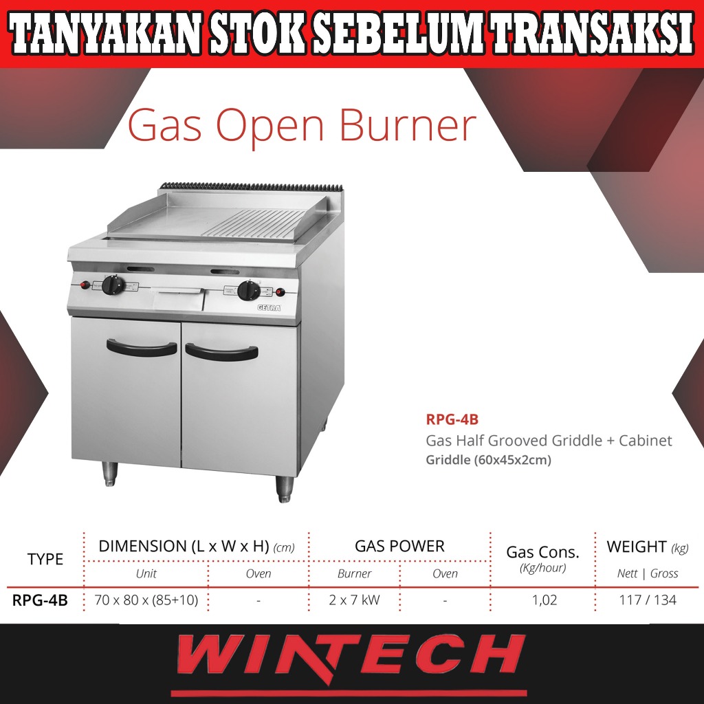 Jual Getra RPG-4B Gas Half Grooved Griddle + Cabinet - Alat Pemanggang ...