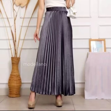 Rok Bludru Rok Velvet Bulu Panjang Plisket Maxi Krrja Polos Lemnut Premium