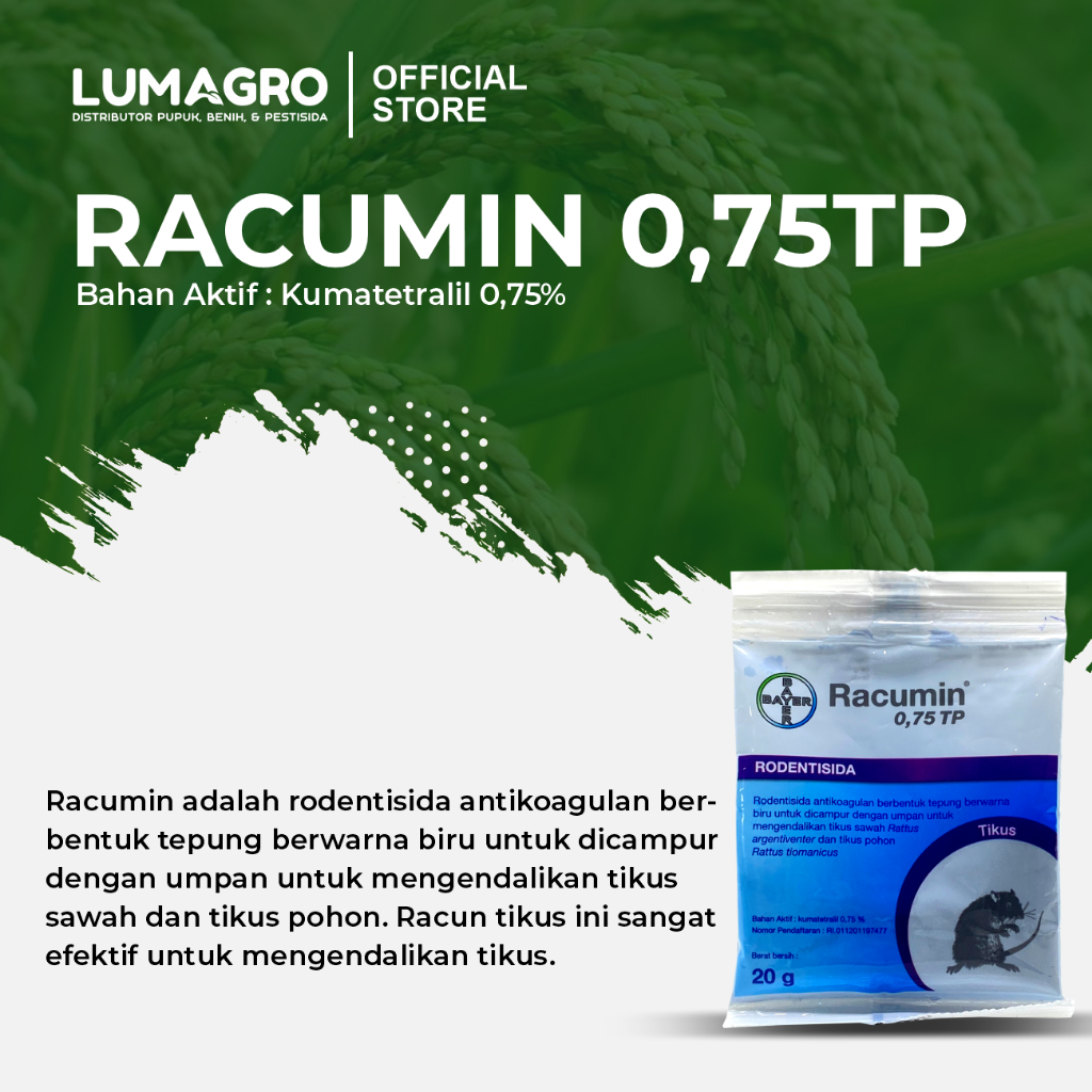 Jual Rodentisida Racumin 20gr Kumatetralil Pembasmi Hama Pengerat Obat ...