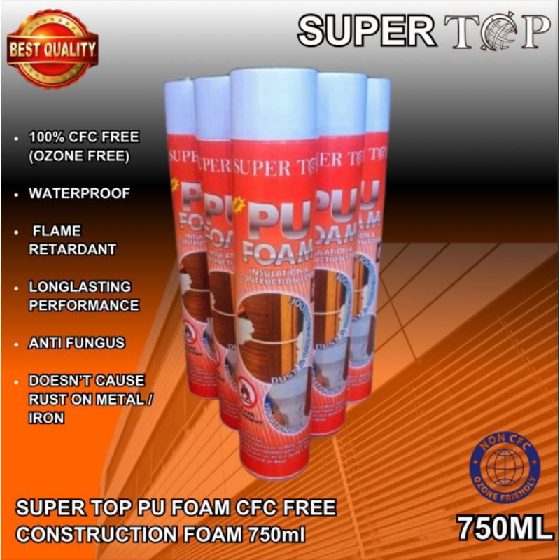 Jual SUPER TOP MAGIC PU FOAM / INSULATION CONSTRUCTION FOAM SPRAY 750ml ...