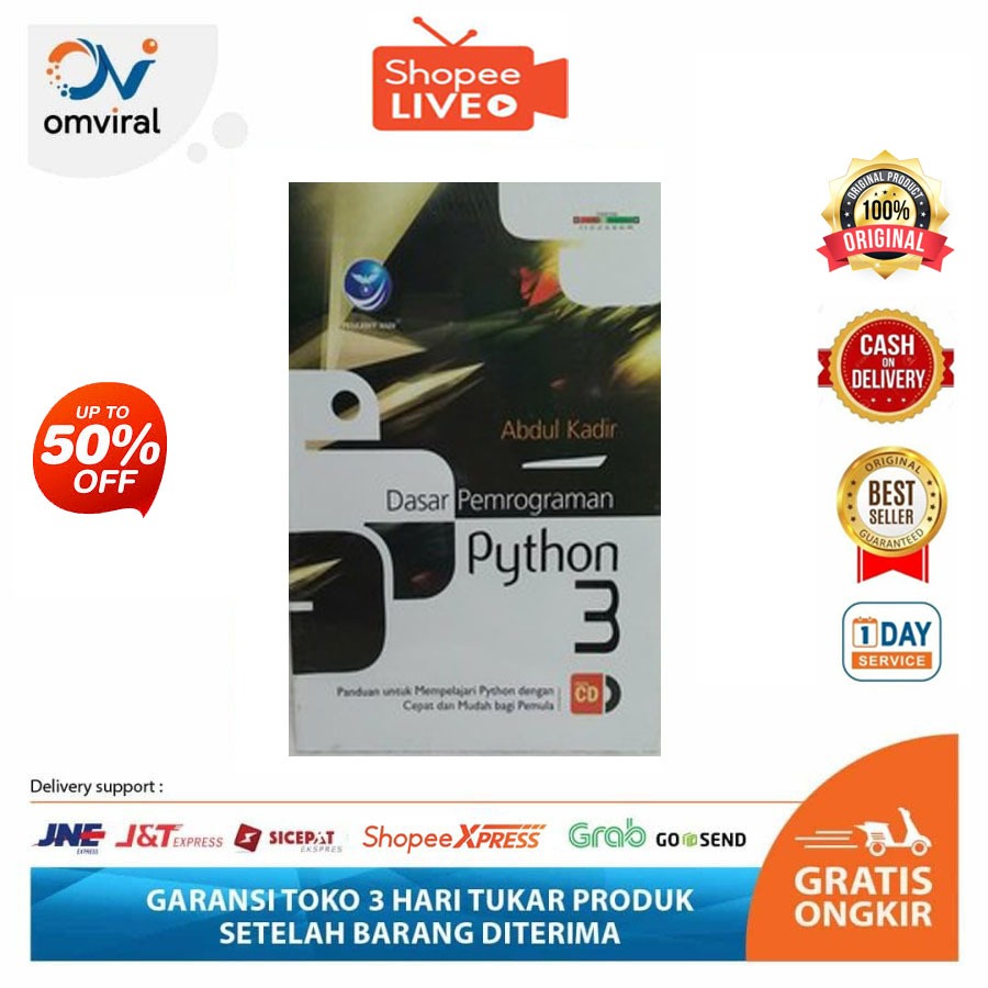 Jual Buku Dasar Pemrograman Python 3 +cd ABdul Kadir Penerbit Andi ...