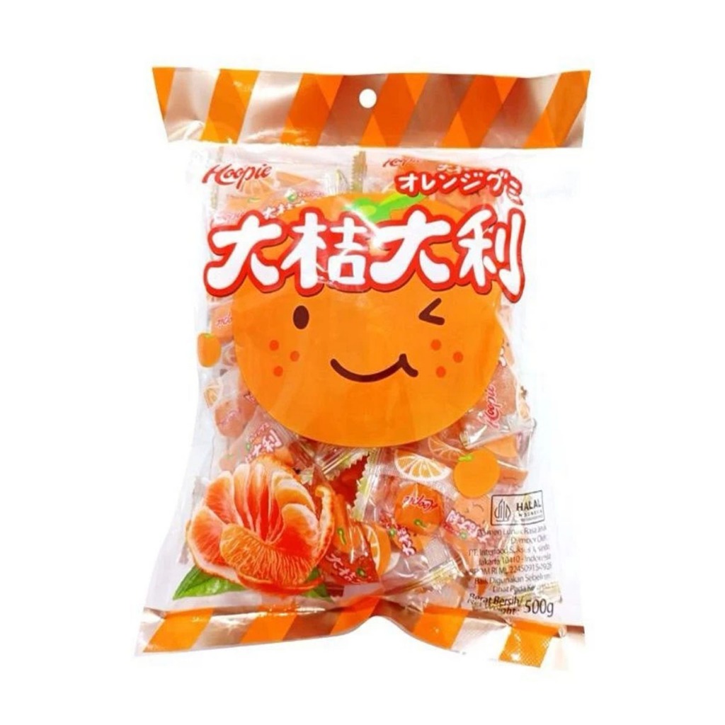 Jual HOOPIE Permen Jelly Jeruk Mandarin Orange Candy 500gr Halal BPOM ...