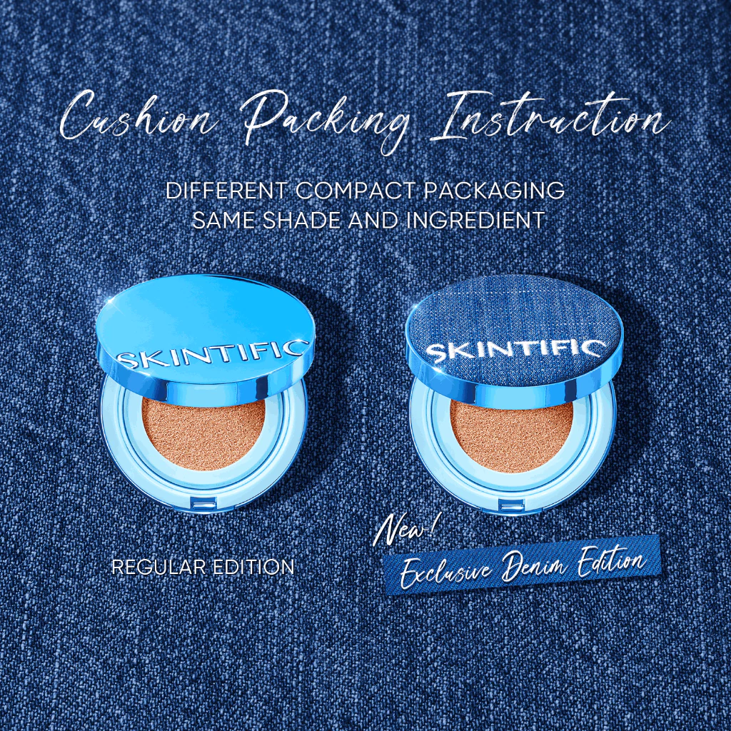 SKINTIFIC Perfect Stay Velvet Matte Cushion Edisi Terbatas: Fondasi Matte Tahan Lama dengan Packaging Denim Eksklusif!