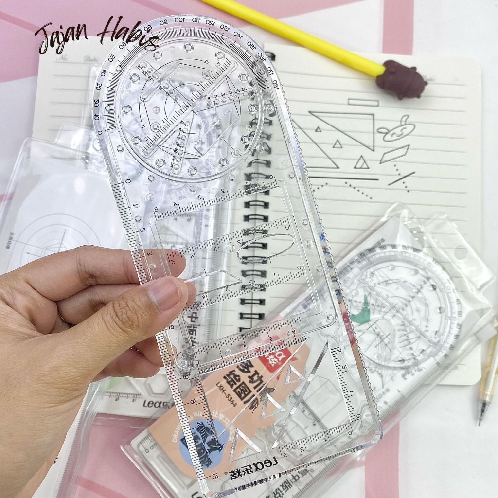 Jual JABIS Penggaris Busur Derajat Rotary Multifungsi Penggaris ...