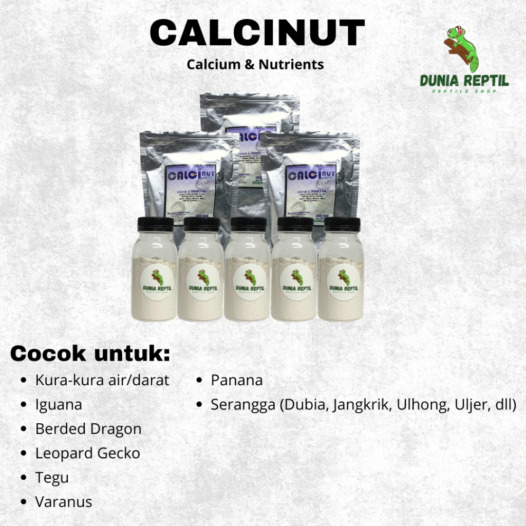 Jual CALCINUT CALCIUM GECKO KALSIUM REPTIL REPACK 50 GR | Shopee Indonesia