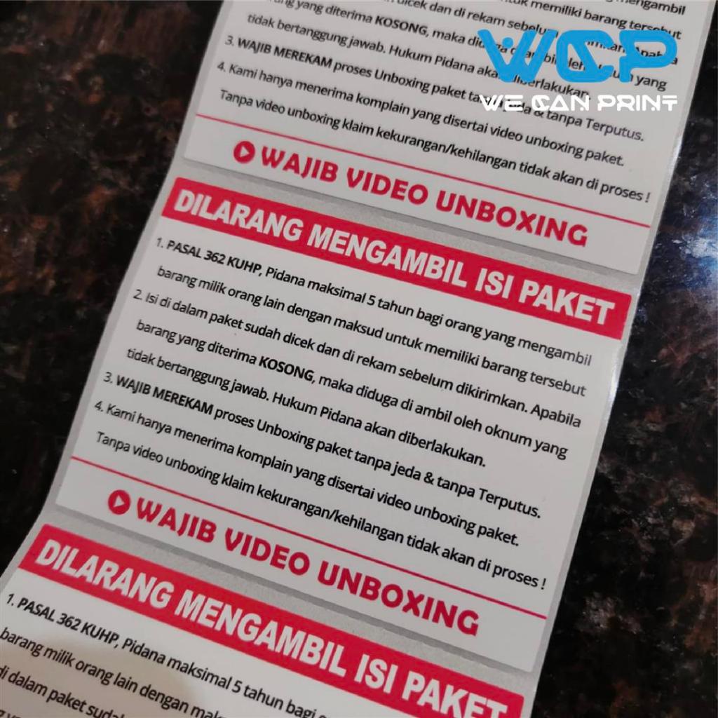 Jual [ 500 PCS ] Label Sticker Unboxing Hukum Pidana Wajib Video ...
