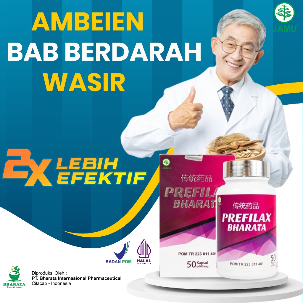 Obat Wasir / Ambeien Stadium 4 Ada Darah - Prefilax Bharata - Kemasan 500mg BPOM Isi 50 Kapsul 100% Original