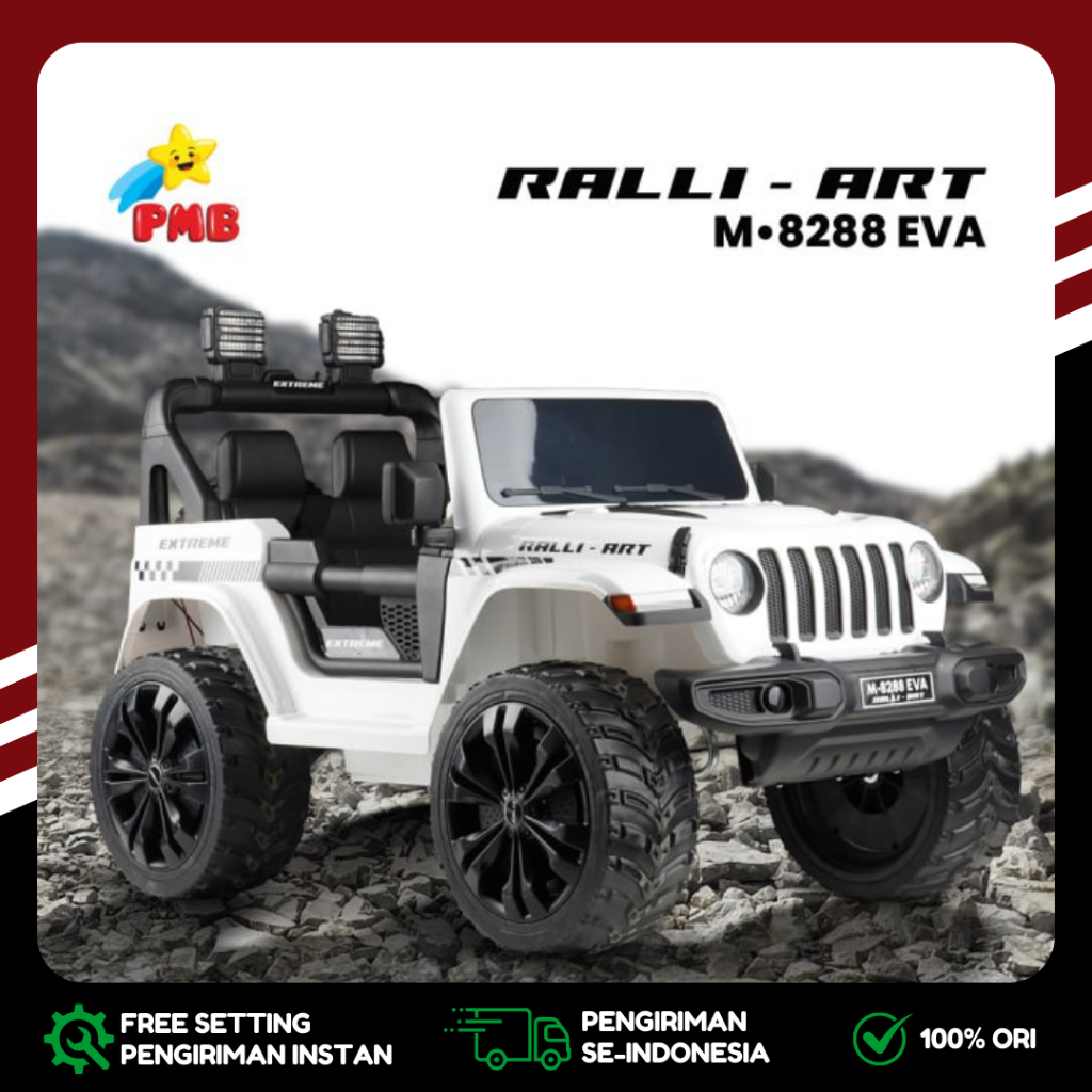 Jual Mobil Aki Mainan Anak Remot PMB 8288 EVA KARET Jeep 12V Ban Eva ...