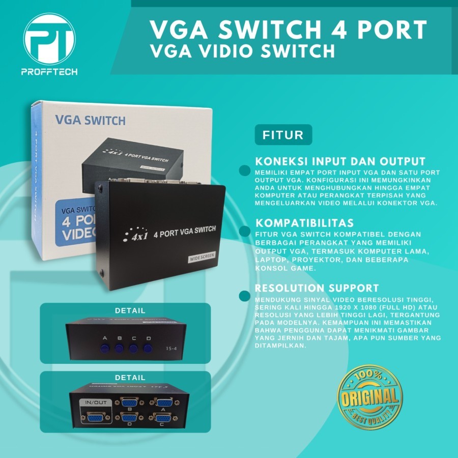 Jual PROFFTECH - Vga Switch 4port (4 Input 1 Output) | Shopee Indonesia