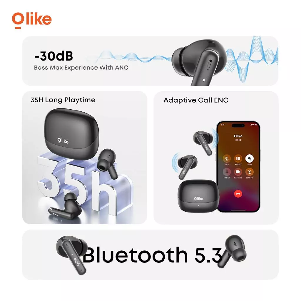 OLIKE TWS App T111NC ANC ENC True Wireless Headset Stereo | Playing Time Up to 35 jam Earphones Bluetooth 5.3 Bass Max