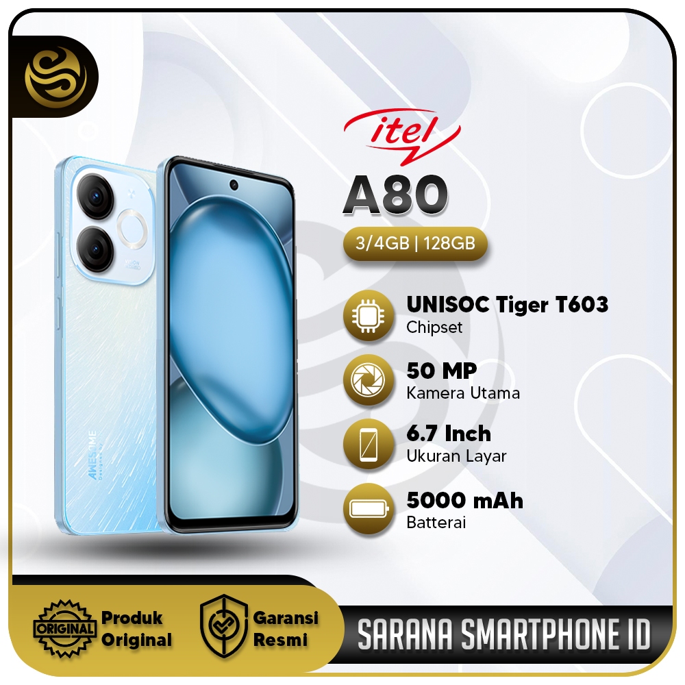 Jual itel A80 4+4/128GB 50MP Super HDR Camera Design 6.7