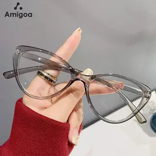 AMIGOA Kacamata Cat Eyes Wanita Anti Cahaya Biru Kacamata Komputer Anti Radiasi Kacamata Outdoor Pelindung UV400