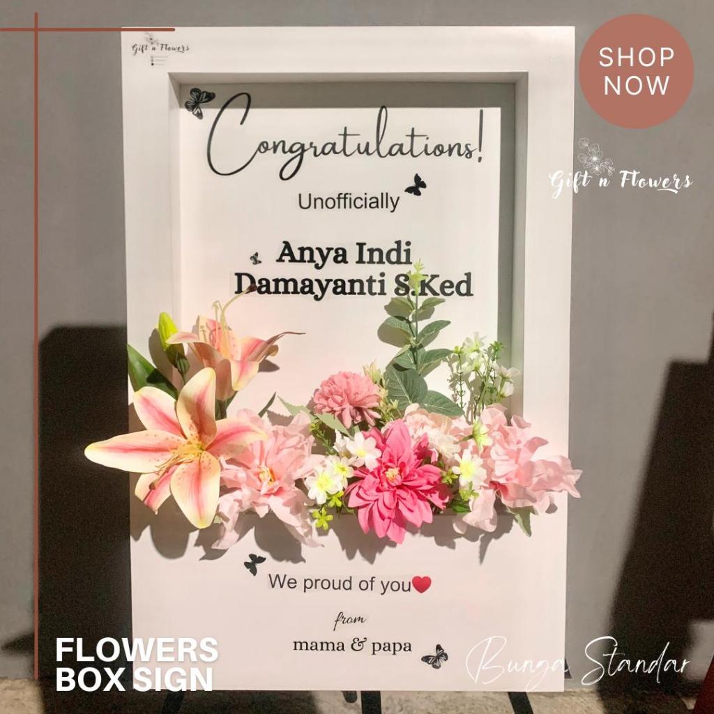 Jual Paket Usaha Flowers Box Sign / Standing Kayu / Papan Bunga Wisuda ...