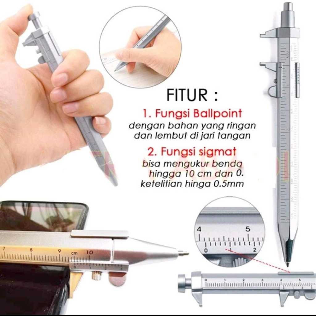 Jual Pen Ukur Sigmat Ballpoint Multifungsi Measuring Tool Scale Ruler ...