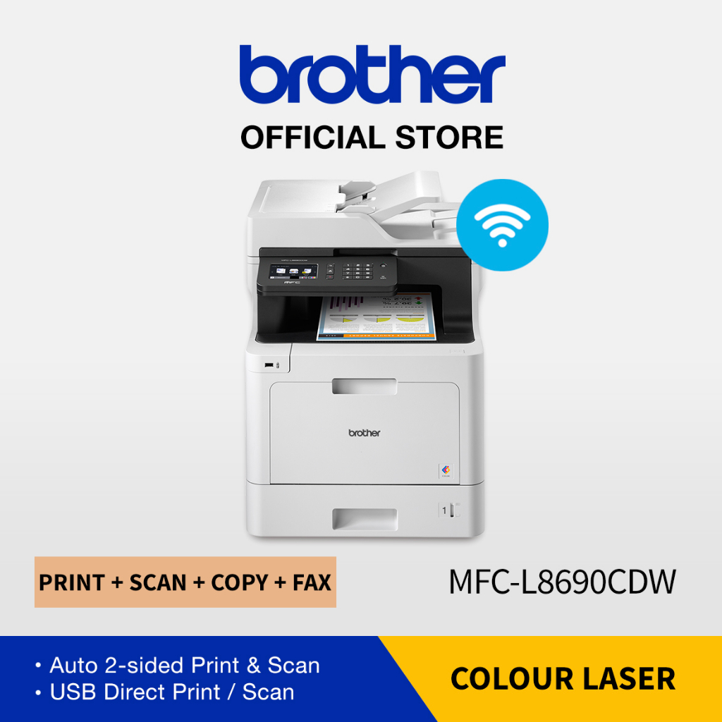 Printer Brother MFC-L8690CDW Laser Colour Multifungsi Duplex Wifi & Fax - Resmi