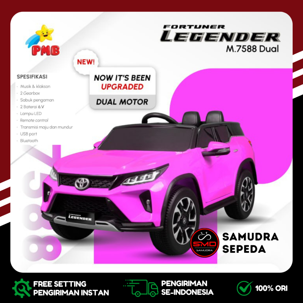 Jual Mobil Aki Mainan Anak Cas Remot PMB 7588 Fortuner 12V // PMB M ...