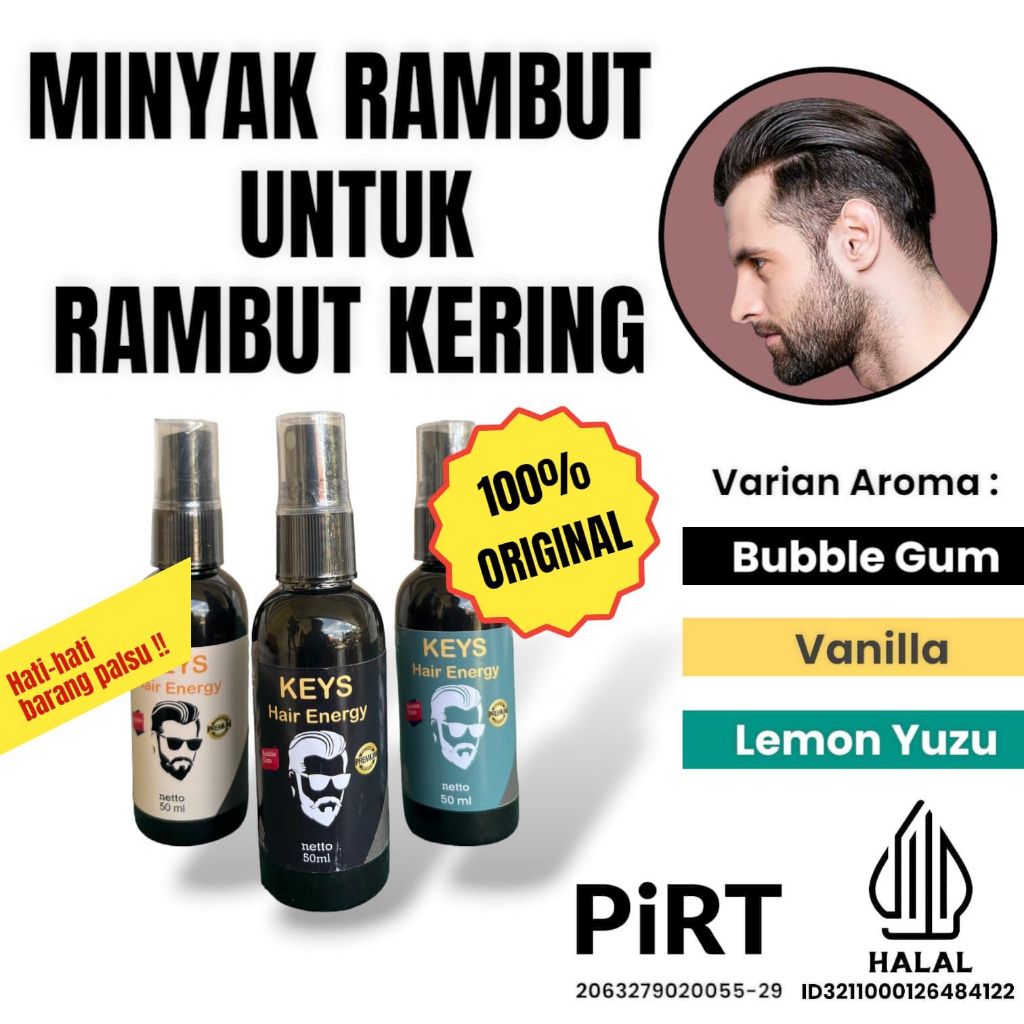 Jual Minyak Rambut Pria Spray/semprot Keys hair Energy Bubble Gum 50ml ...