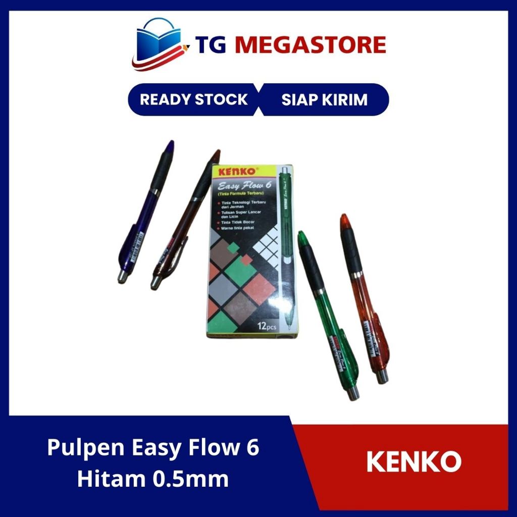 Jual Pulpen Kenko Easy Flow 6 & 68 - Hitam 0.5mm | Shopee Indonesia