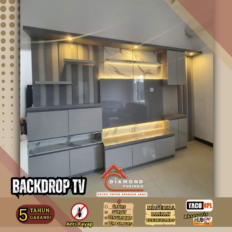 Jual BACKDROP TV Minimalist custom minimalist, Tebal bahan multiplek ...