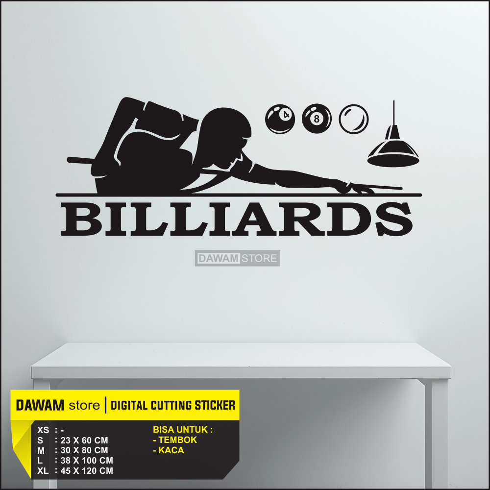 Jual Wall Sticker Billiard Cutting Stiker Dinding Kaca Premium Meja ...