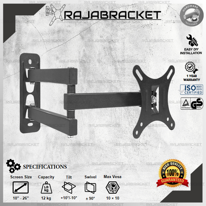 Jual Bracket TV Monitor 27 24 22 19 14 inch, Bracket Lengan Swivel ...
