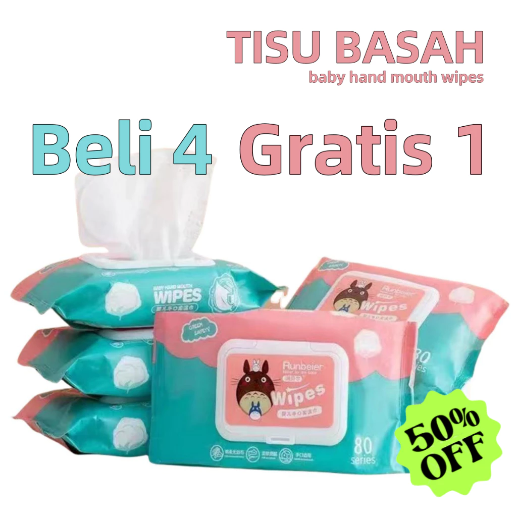 Tissue basah bayi isi 80 lembar 2gaya tisu basah dikirim secara acak