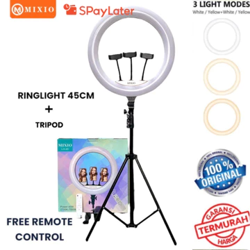 MIXIO Ring Light 45cm Light Stand Tripod 2M With 3 Holder HP Remot