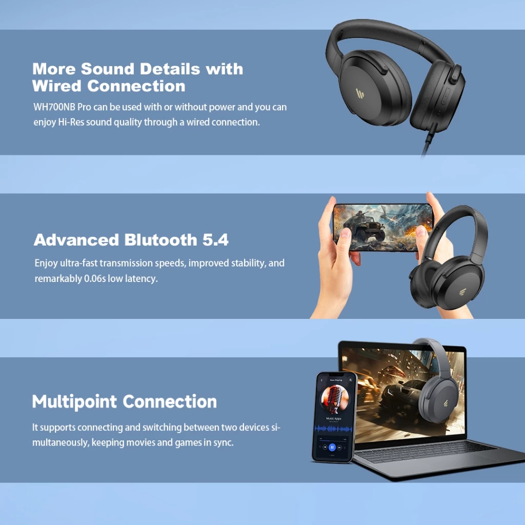 EDIFIER WH700NB Pro Wireless Over-Ear Headphones with Active Noise Cancellation