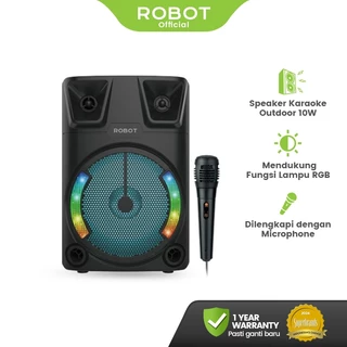 ROBOT Speaker Karaoke Bluetooth 5.3 Outdoor Super Bass 10W Mikrofon Kabel Speaker Luar Ruangan 8 Inch RGB Light RB700 Original - Garansi 1 Tahun