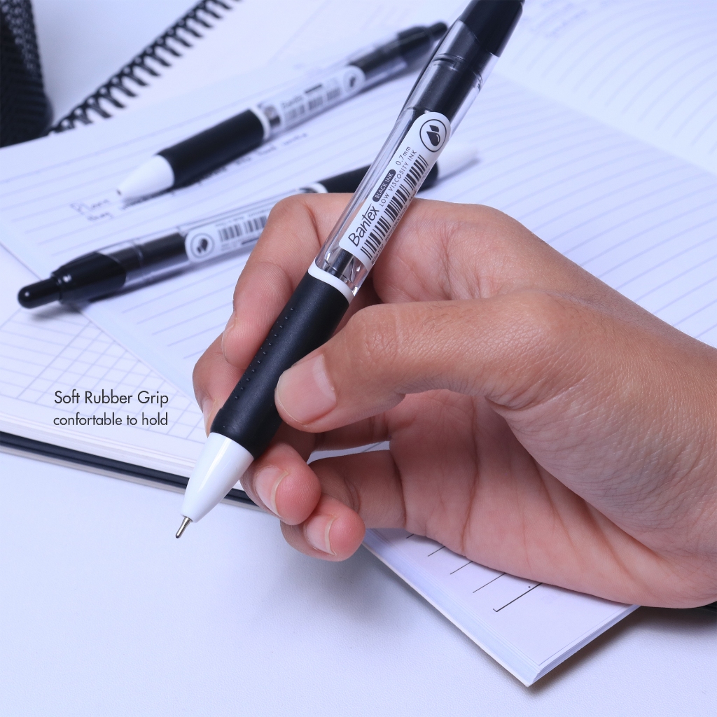 Bantex Ballpoint / Pulpen Pena 0.7 mm Tinta Black Viskositas Rendah Soft Rubber Grip BG6102 (4)