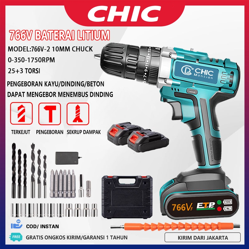 Jual 766V Mesin Bor Bor Listrik Bor Baterai Bor Tanpa kabel Mesin ...