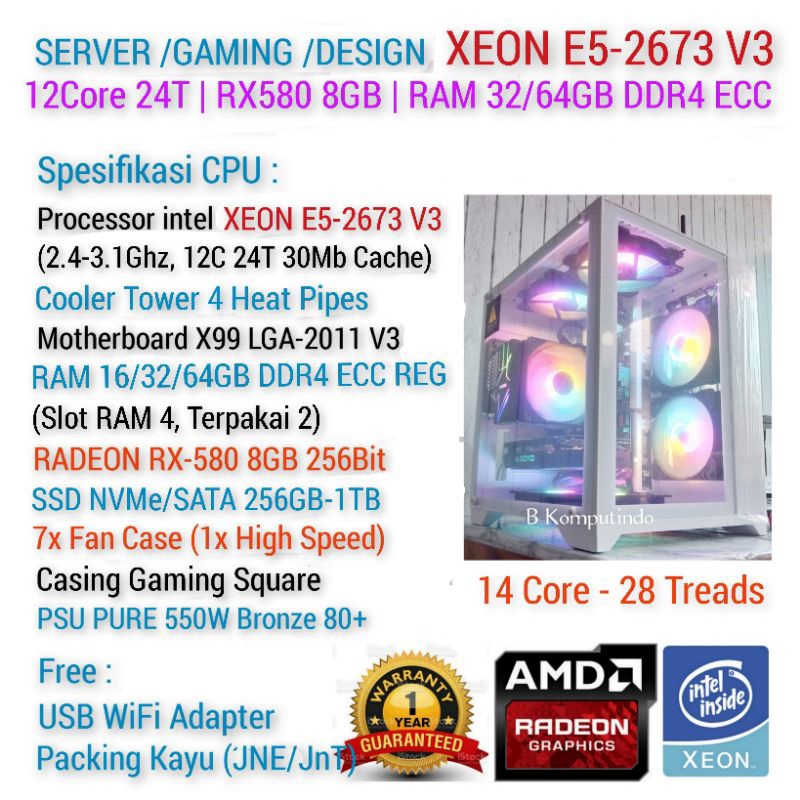Jual CPU Gaming Editing Rendering Intel XEON E5 | RAM DDR4 ECC | VGA ...