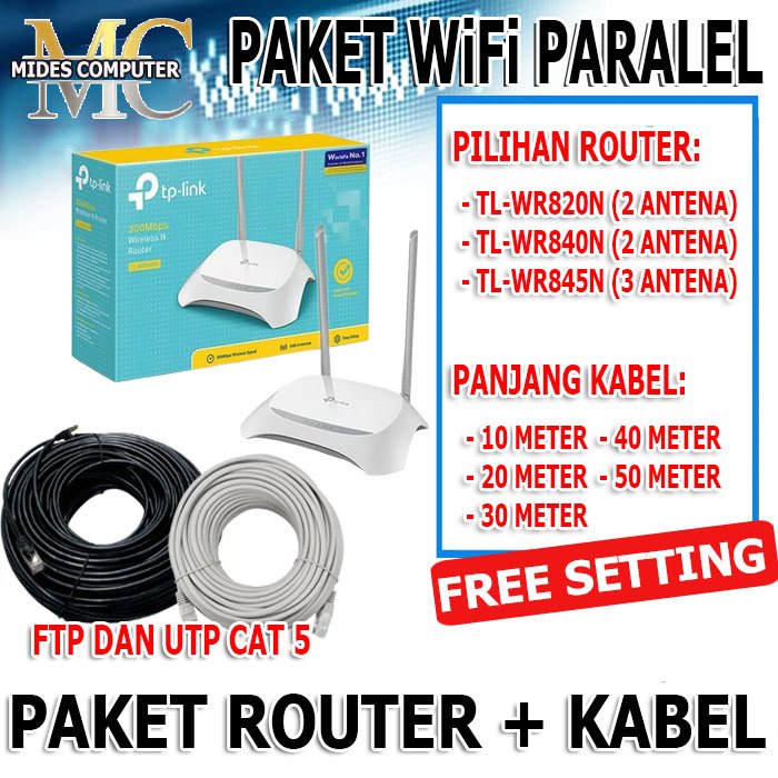 Jual Paket WiFi / Internet Pararel Router Tp-Link + Kabel LAN UTP 20M ...