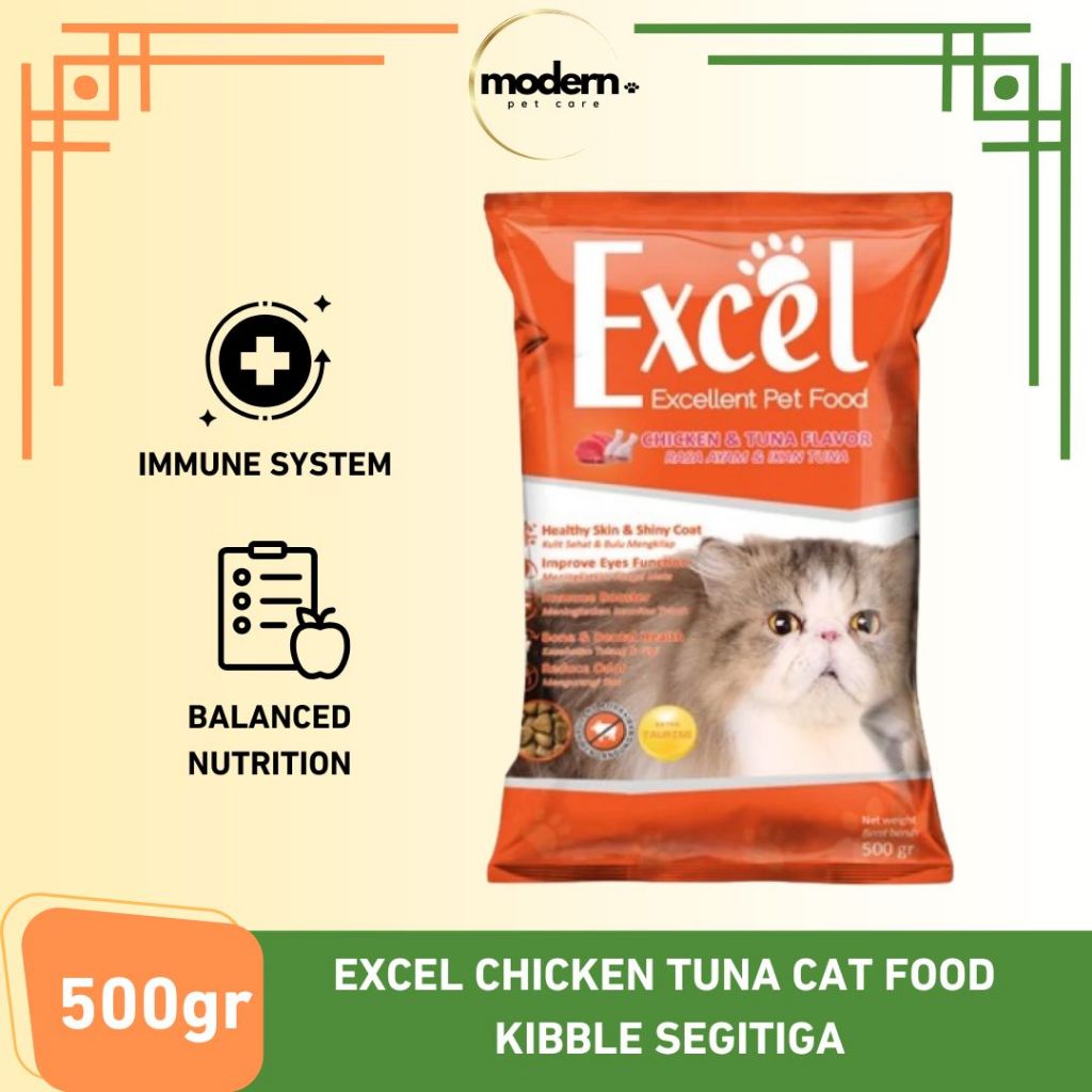 Jual Excel Chicken Tuna Kibble Segitiga Makanan Kucing 500gr | Shopee ...