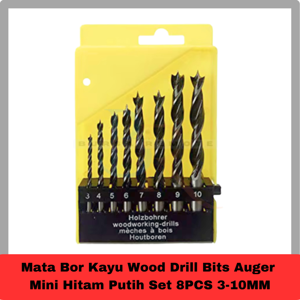 Jual Mata Bor Kayu Wood Drill Bits Auger Mini Hitam Putih Set 8PCS 3 ...
