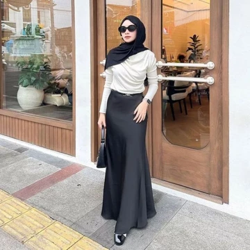 SATIN LONG SKIRT Rok Satin Duyung Mermaid Panjang Premium Size S Sampai 3L