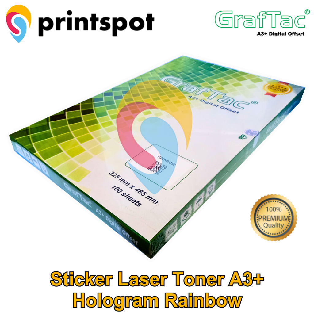 Jual Graftac Sticker Vinyl Hologram Rainbow A3+ Stiker Digital Print ...
