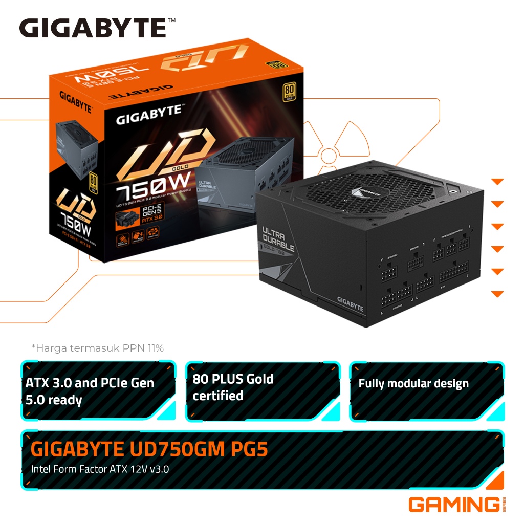 MSI MAG A750GL 750W 80 Plus Gold Rated ATX 3.0 PCIE5 Fully Modular Power Supply Unit